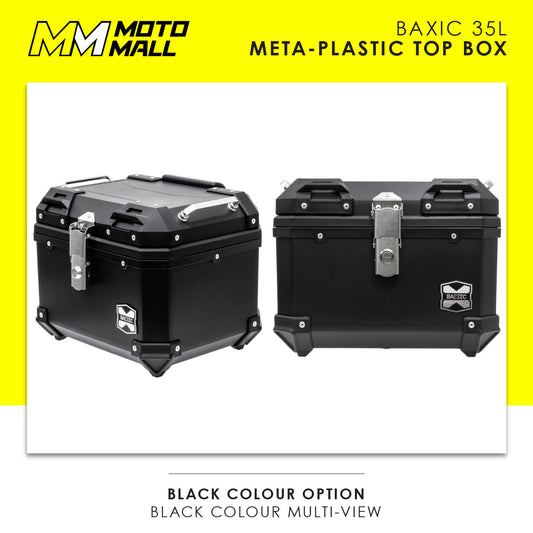 Baxic Small (35L) Black | Lightweight Aluminum-Style Plastic Motorcycle Top Box