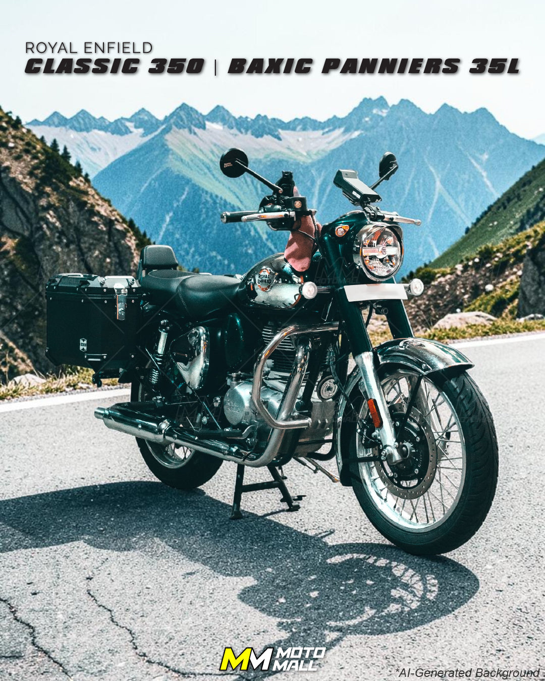 Royal Enfield Classic 350 ➕ Baxic Meta‑Plastic 35L Panniers