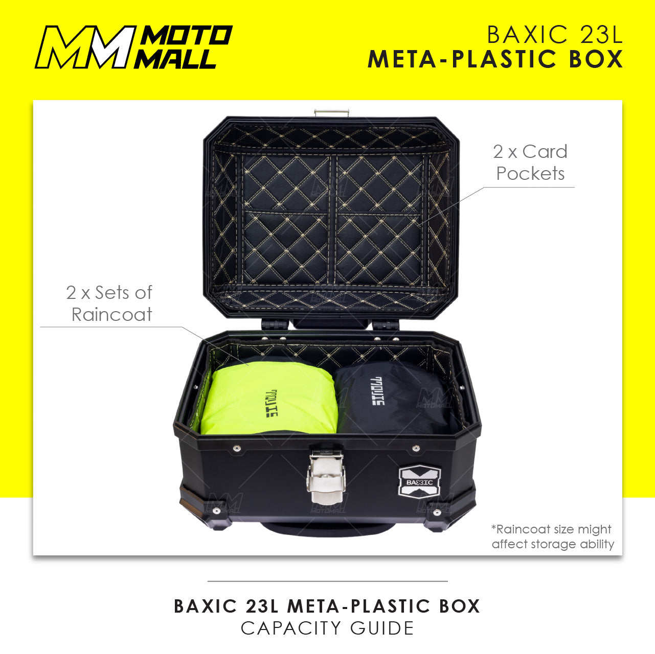 Baxic Extra Small (23L) Silver | Lightweight Aluminum-Style Plastic Motorcycle Top Box