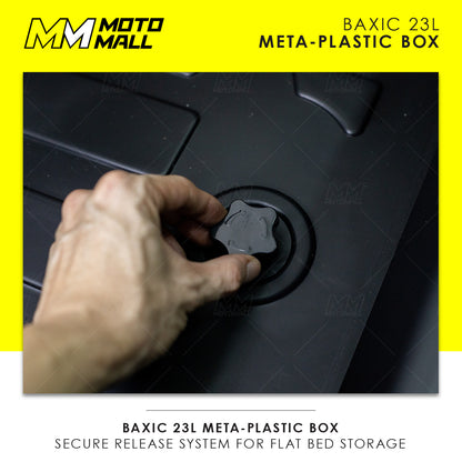 Baxic Extra Small (23L) Silver | Lightweight Aluminum-Style Plastic Motorcycle Top Box
