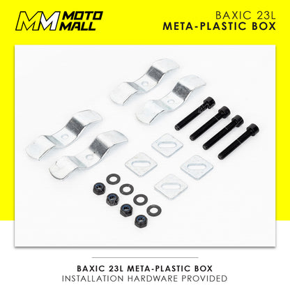Baxic Extra Small (23L) Silver | Lightweight Aluminum-Style Plastic Motorcycle Top Box