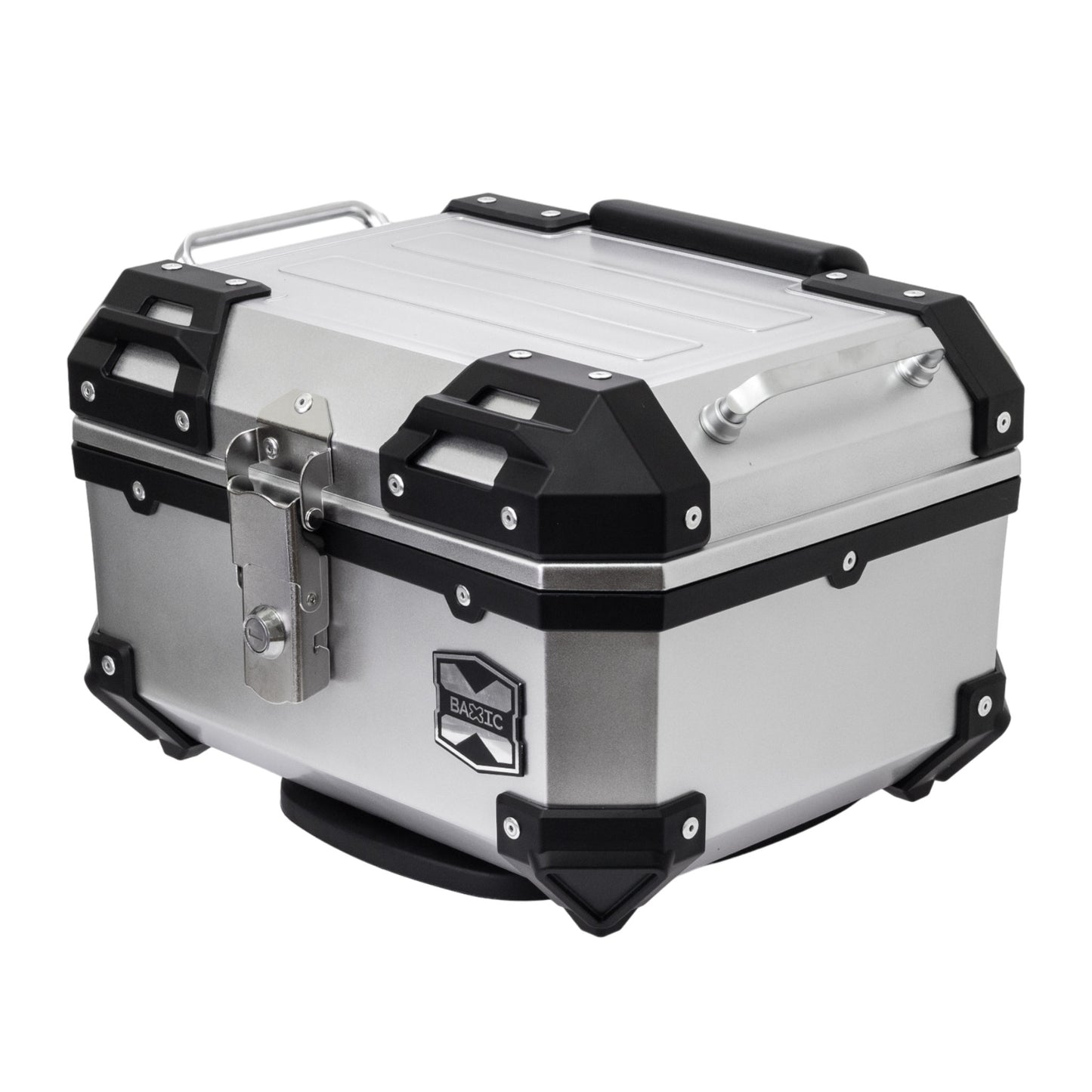 Baxic Extra Small (23L) Silver | Lightweight Aluminum-Style Plastic Motorcycle Top Box