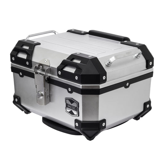 Baxic Extra Small (23L) Silver | Lightweight Aluminum-Style Plastic Motorcycle Top Box