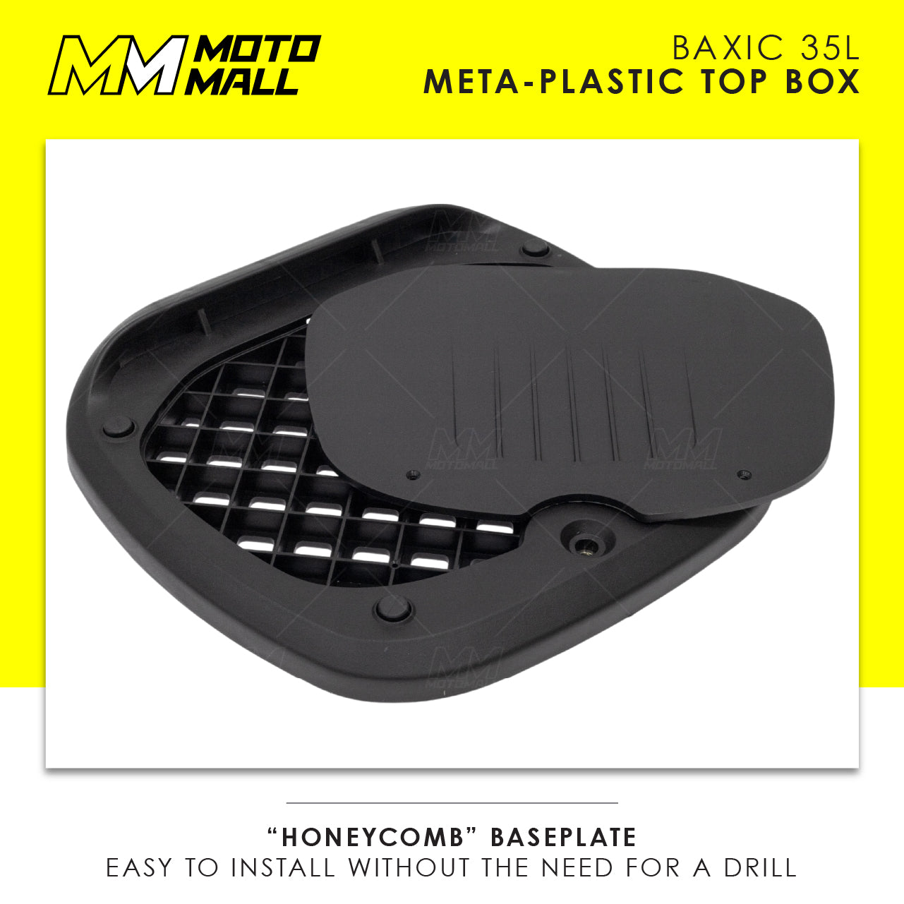 Baxic Small (35L) Black | Lightweight Aluminum-Style Plastic Motorcycle Top Box