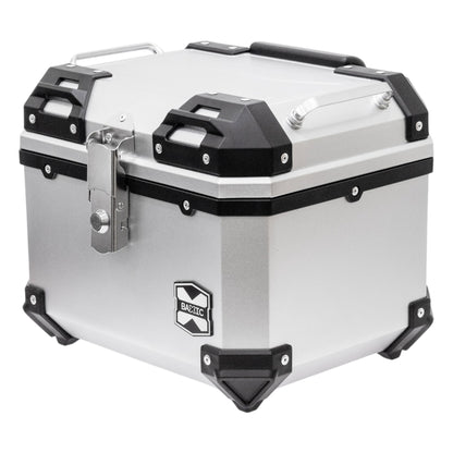 Baxic Small (35L) Silver | Lightweight Aluminum-Style Plastic Motorcycle Top Box