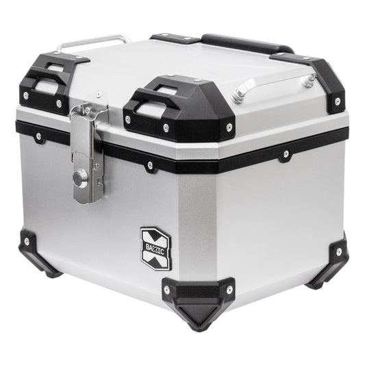 Baxic Small (35L) Silver | Lightweight Aluminum-Style Plastic Motorcycle Top Box