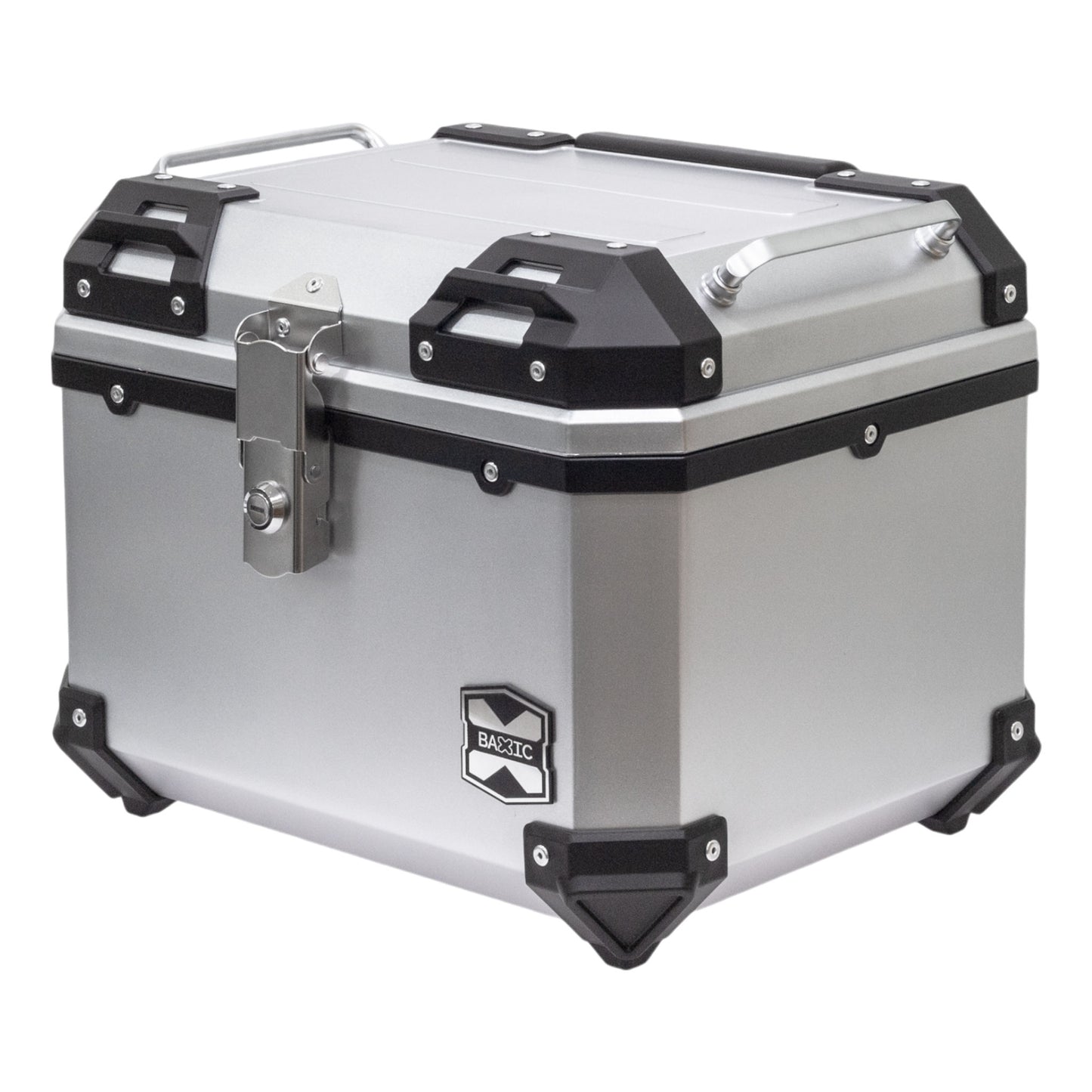 Baxic Medium (45L) Silver | Lightweight Aluminum-Style Plastic Motorcycle Top Box