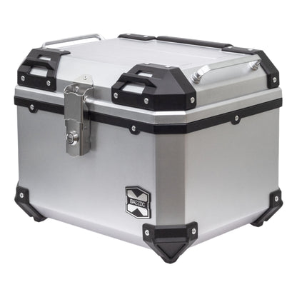Baxic Medium (45L) Silver | Lightweight Aluminum-Style Plastic Motorcycle Top Box