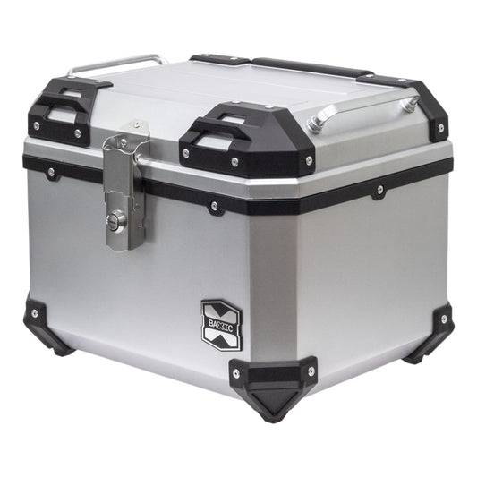 Baxic Medium (45L) Silver | Lightweight Aluminum-Style Plastic Motorcycle Top Box