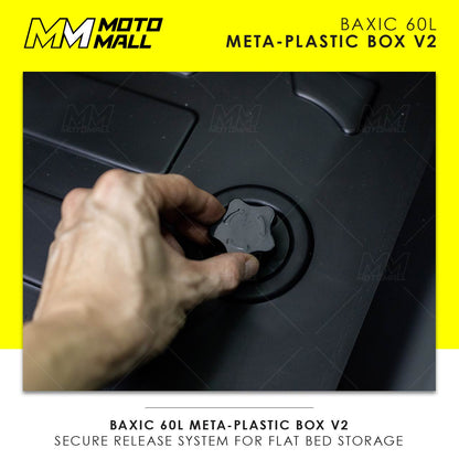 Baxic Extra Large (60L) Black | Lightweight Aluminum-Style Plastic Motorcycle Top Box