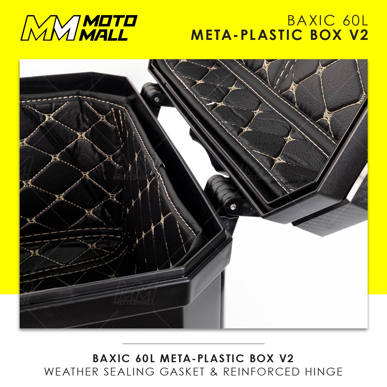 Baxic Extra Large (60L) Black | Lightweight Aluminum-Style Plastic Motorcycle Top Box
