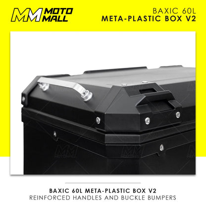 Baxic Extra Large (60L) Black | Lightweight Aluminum-Style Plastic Motorcycle Top Box