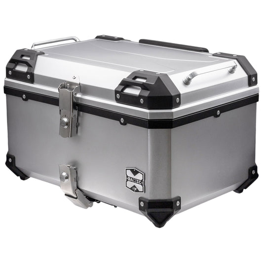 Baxic Extra Large (60L) Silver | Lightweight Aluminum-Style Plastic Motorcycle Top Box