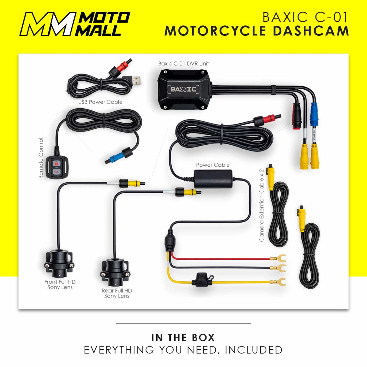 Baxic C-01 Front & Rear Screenless Motorcycle Dashcam