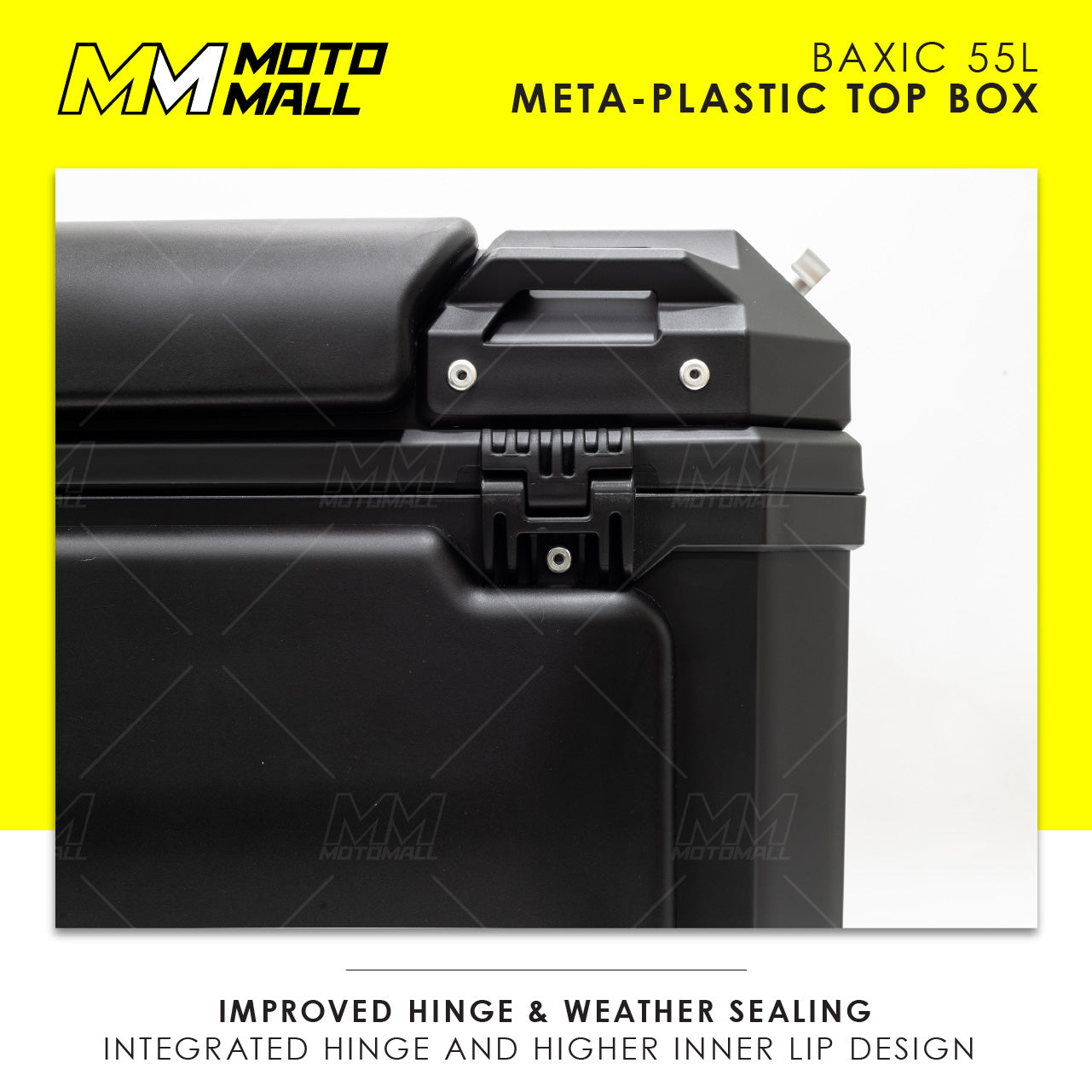 Baxic Large (55L) Black | Lightweight Aluminum-Style Plastic Motorcycle Top Box