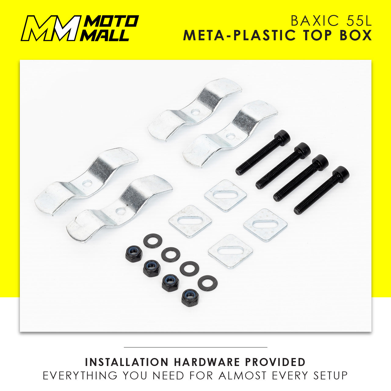 Baxic Large (55L) Black | Lightweight Aluminum-Style Plastic Motorcycle Top Box
