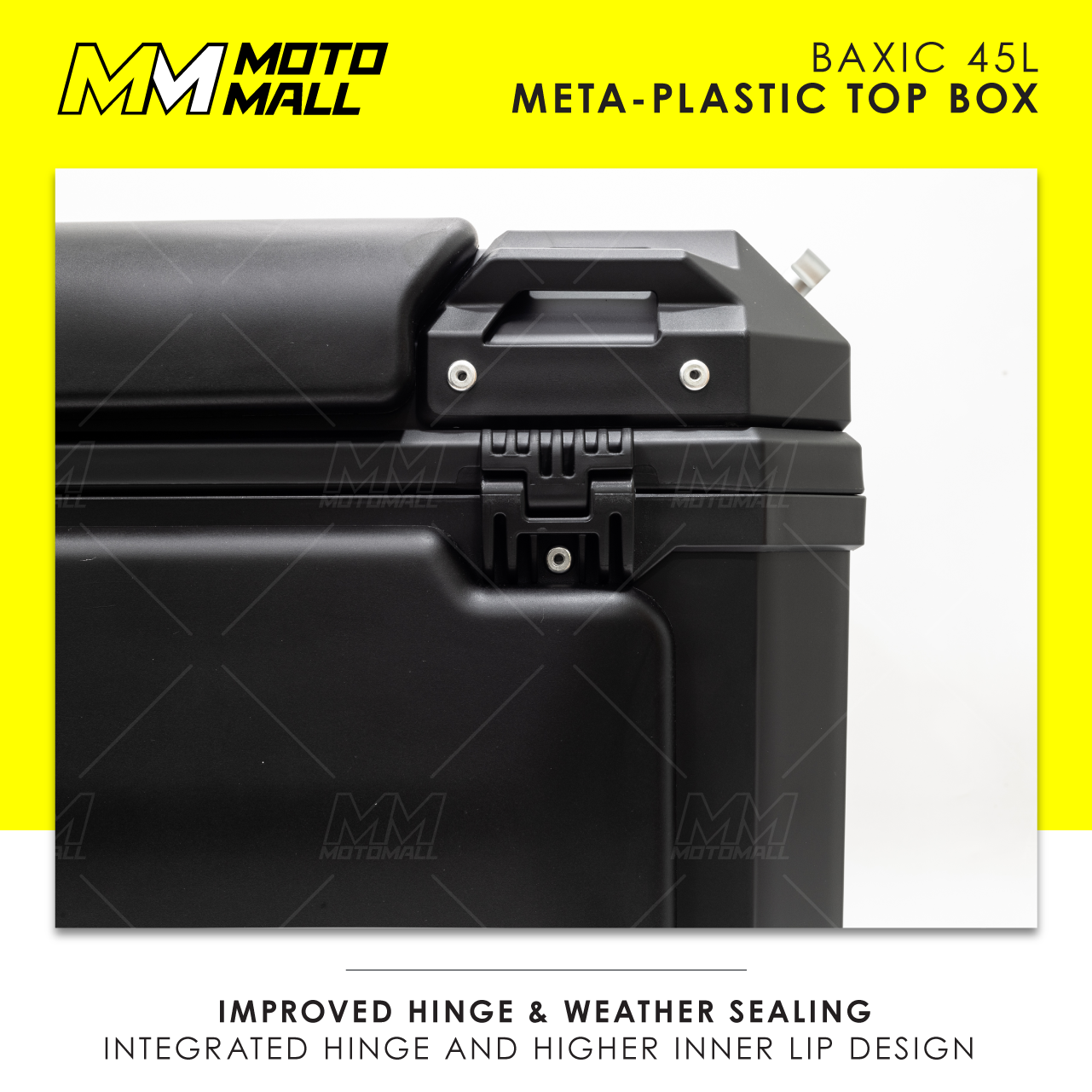 Baxic Medium (45L) Black | Lightweight Aluminum-Style Plastic Motorcycle Top Box